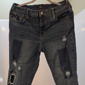 GAP Women's Distressed Boyfriend Jeans in Dark Denim